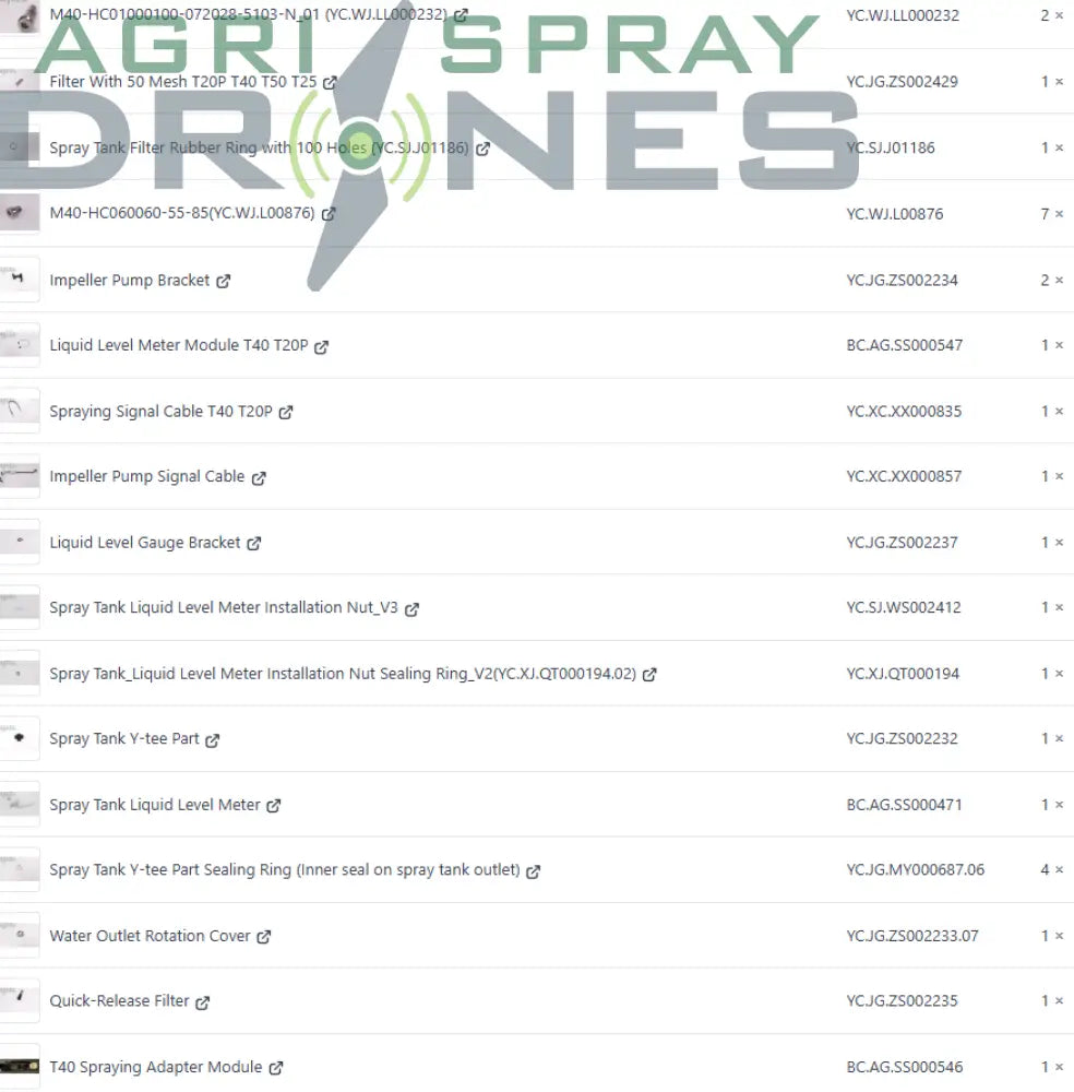 T40 Spray Tank Kit Agras Parts