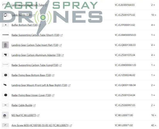 T30 Landing Gear Kit Agras Parts